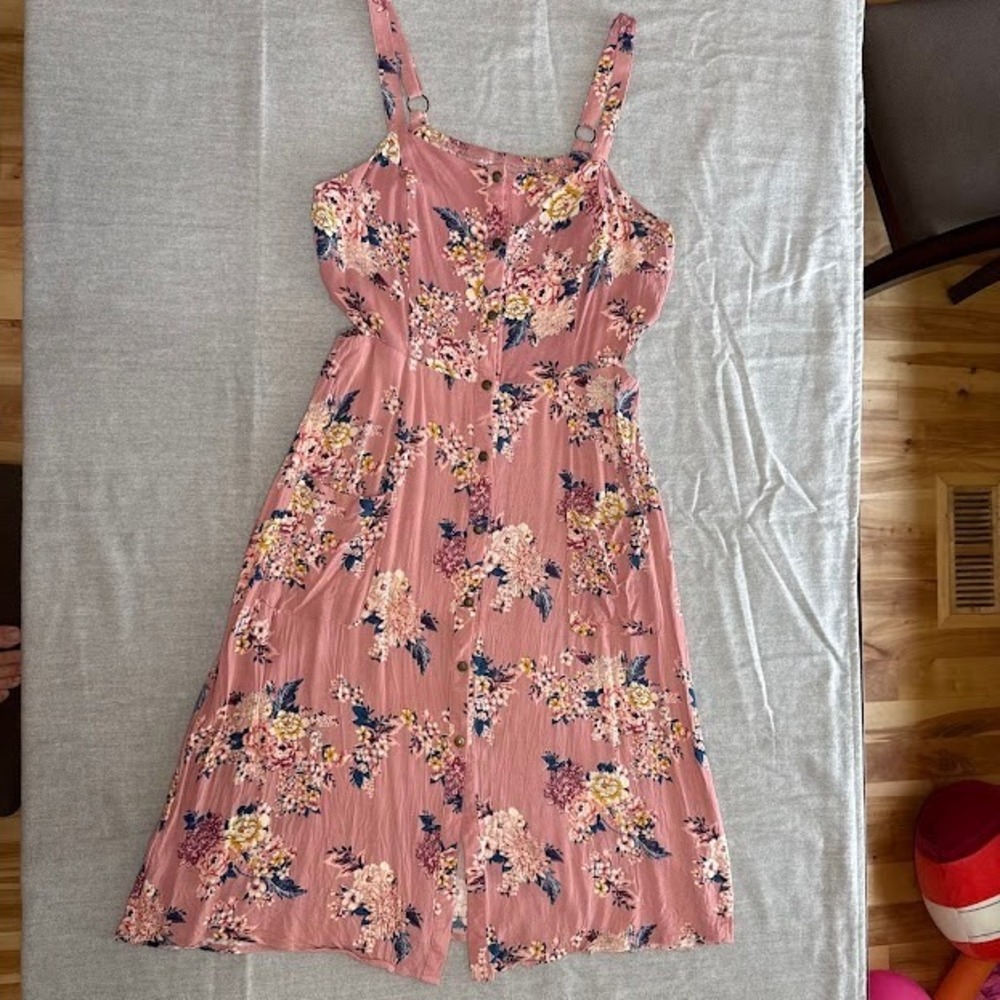 Floral Cutout Dress Xhilaration Women's Adjustable Strap Casual Summer Pink